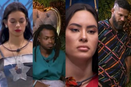 Montagem com fotos de Alane, Luigi, Isabelle e Juninho, do BBB 24 - Metrópoles