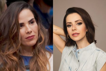 Montagem com fotos coloridas de Wanessa Camargo e Sandy - Metrópoles