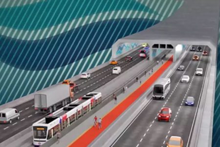 Imagem gráfica de projeto de túnel subterrâneo que fará a ligação entre Gguar