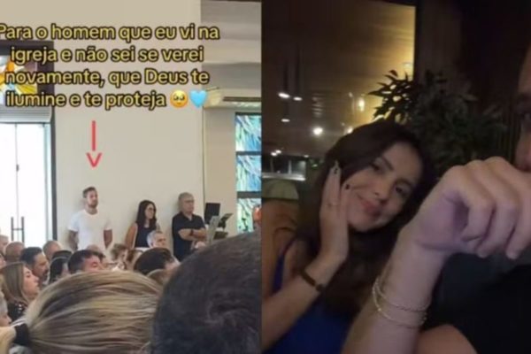 Imagem colorida de vídeo (esquerda) que jovem filma crush e o encontro dos dois (direita) - Metrópoles