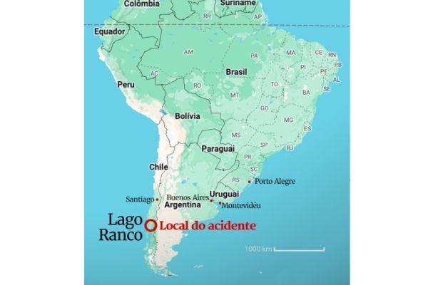 Imagem colorida mostra Local do acidente em que morreu o ex-presidente Sebastián Piñera - metrópoles