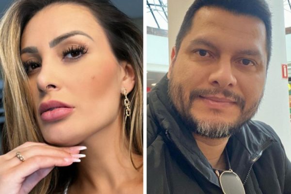 Montagem feita a partir de fotos das redes sociais de Andressa Urach e ex-marido, Thiago Lopes - Metrópoles