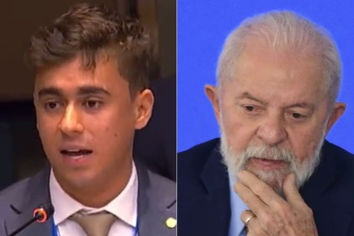 O deputado federal Nikolas Ferreira, do PL de Minas Gerais, e o presidente Lula - Metrópoles