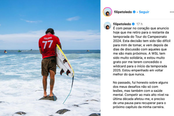 Filipe Toledo anuncia pausa em sua rede social
