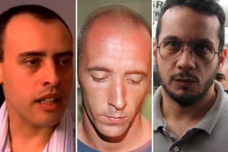 montagem com fotos coloridas de Alexandre Nardoni, Daniel Cravinhos e Gil Rugai - Metrópoles