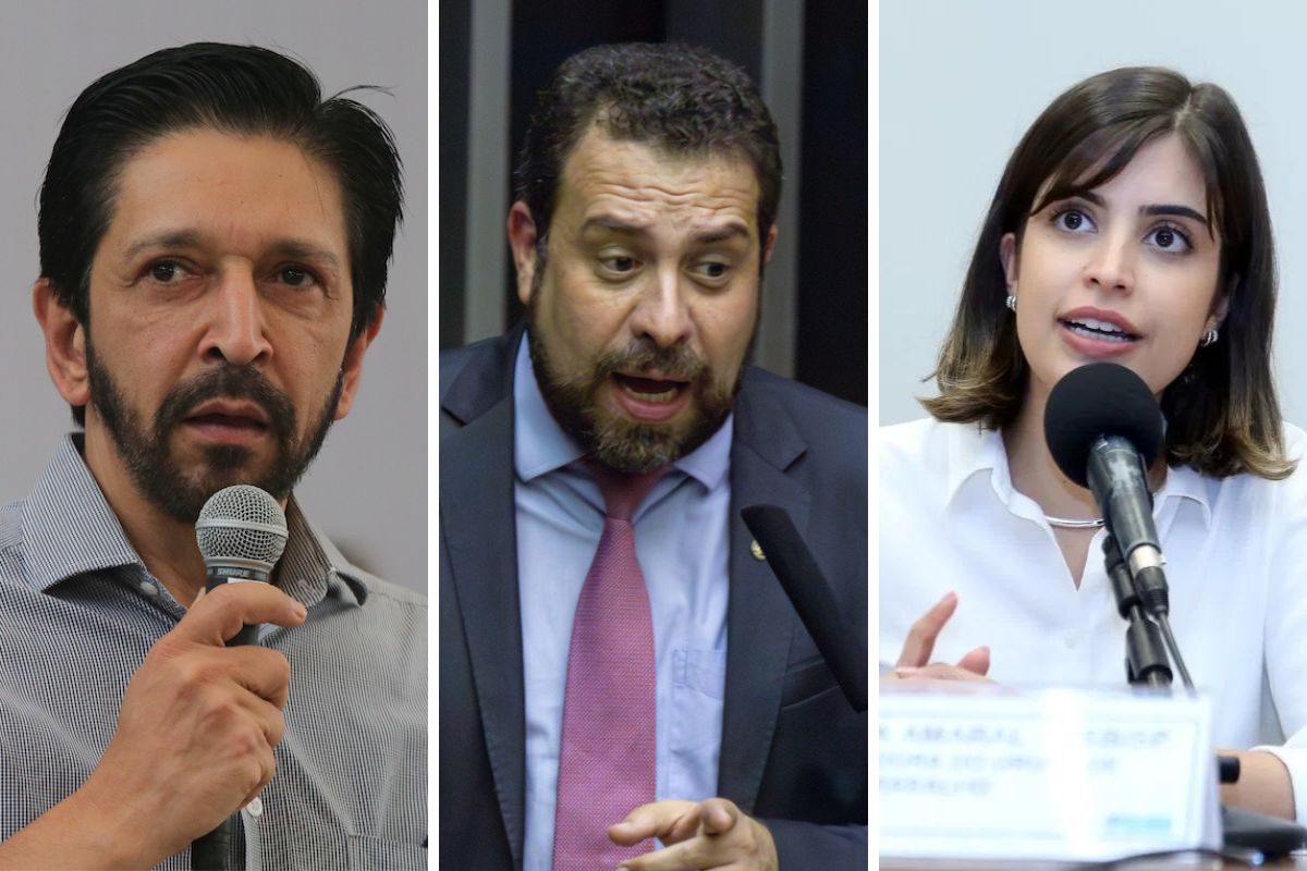 Montagem com fotos de Ricardo Nunes, Guilherme Boulos e Tabata Amaral