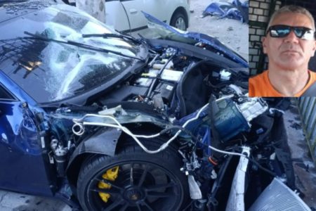 foto colorida de acidente envolvendo Porsche matou motorista de aplicativo Ornaldo Viana (detalhe) - Metrópoles