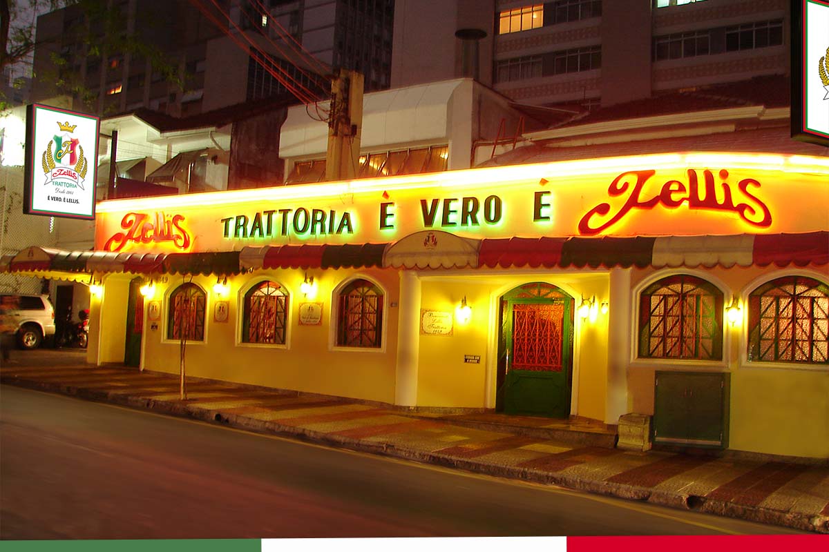 Fotografia colorida da fachada da Lellis Trattoria