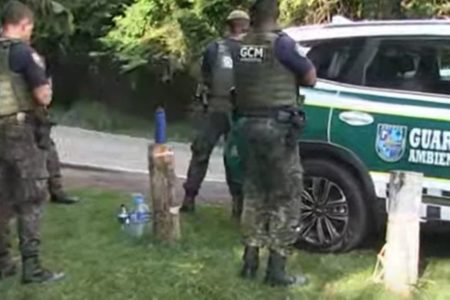 Imagem colorida de agentes da GCM Ambiental. Metrópoles