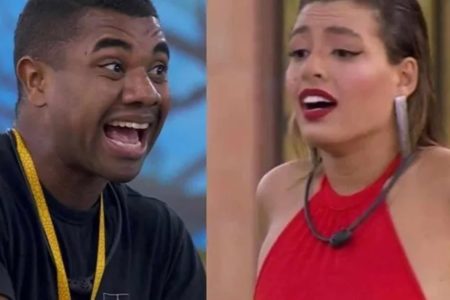 Montagem feita com imagens do momento da briga entre Davi e Beatriz no BBB24 - Metrópoles