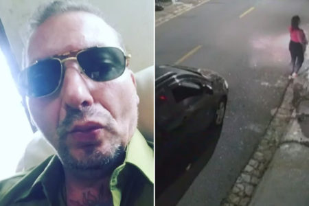foto colorida com montagem com foto do médico Aurélio Tadeu de Abreu, de 48 anos, encontrado morto em SBC; e imagem de mulher que foi à casa dele antes do crime - Metrópoles