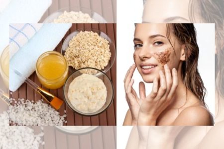 Foto colorida de uma mulher e produtos de pele - Metrópoles