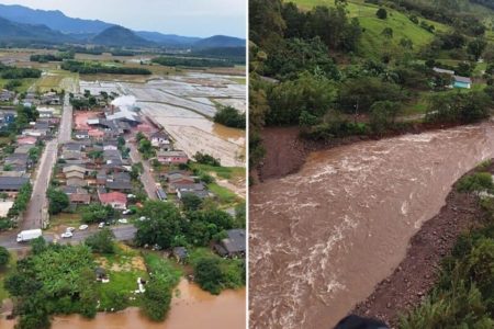 Imagens aéreas mostram situação de Praia Grande (SC) após chuva - Metrópoles