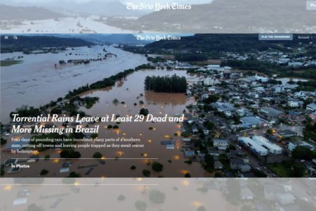 Reportagem do jornal The New York Times sobre enchentes no Brasil - Metrópoles