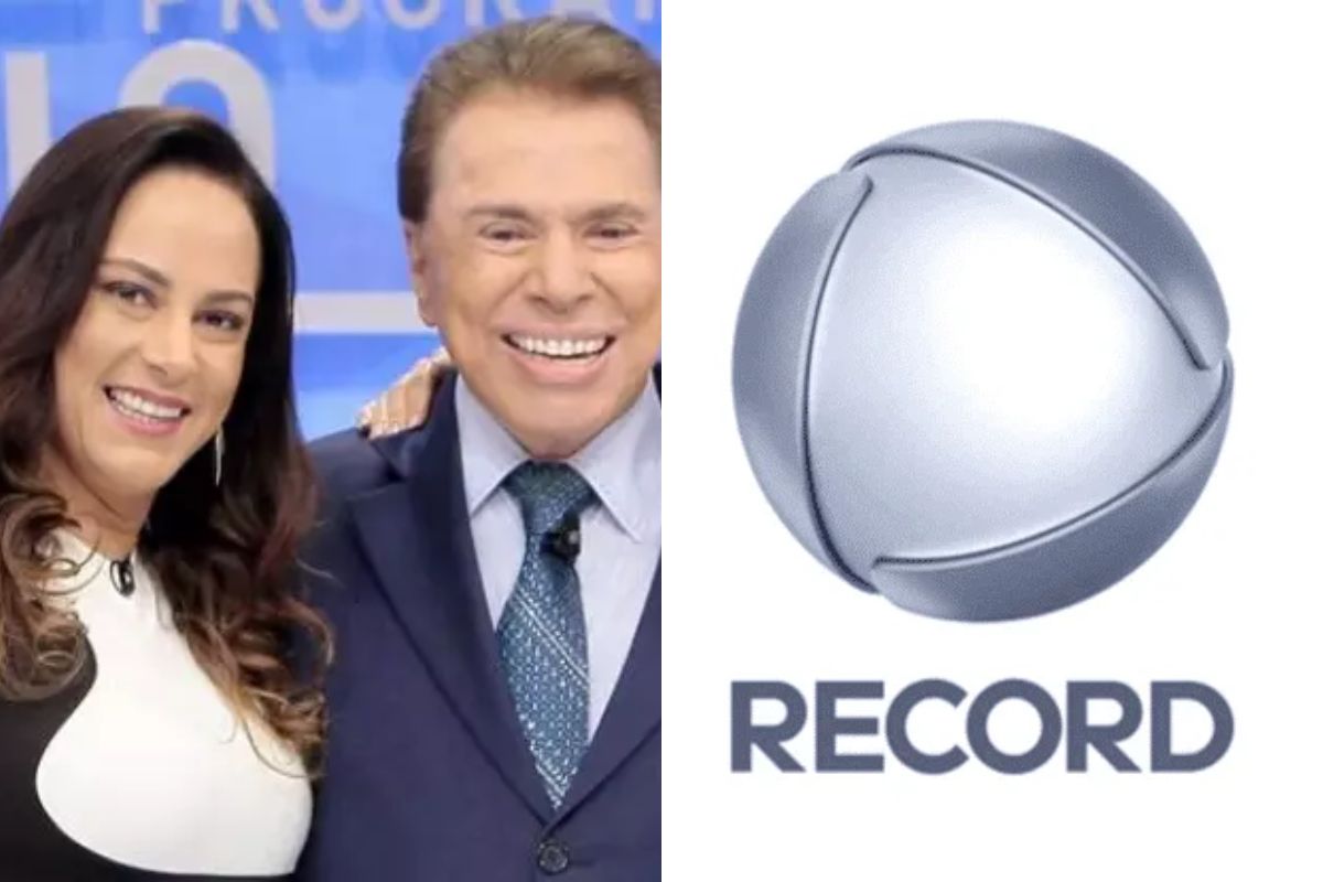 Montagem colorida de Silvia Abravanel, Silvio Santos e logo da Record - Metrópoles