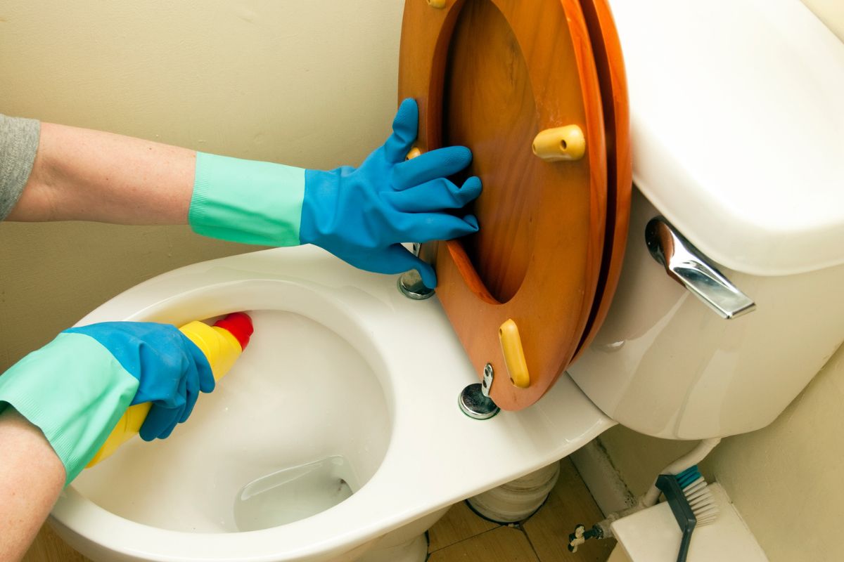 Foto colorida de uma água sanitária - Metrópoles