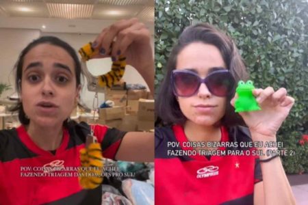 imagem colorida. Mulher com camisa rubro-negra - Metrópoles
