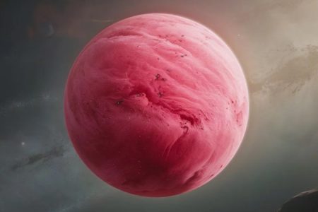Planeta rosa feito de algodão-doce