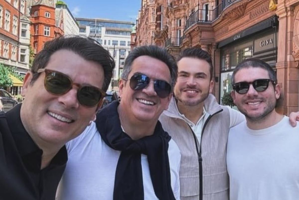 O empresário Alberto Leite com Ciro Nogueira, Hugo Motta (dir.) e o apresentador Celso Portiolli