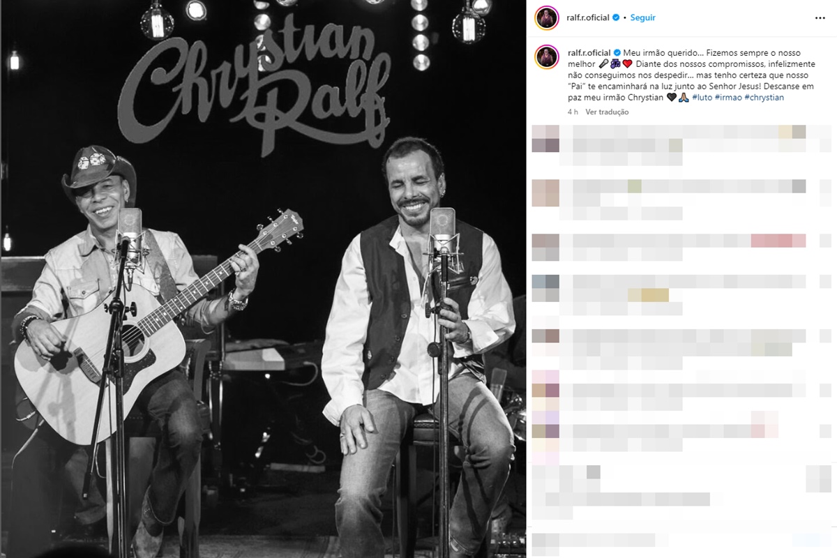 Ralf faz post lamentando a morte do irmão Chrystian