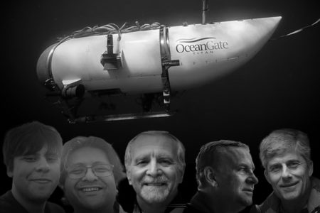 Colagem mostra submarino Titan e tripulantes que morreram durante tragédia - Metrópoles