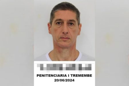 Imagem colorida do registro de Ronnie Lessa na P1 de Tremembé. Metrópoles