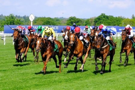 Imagem colorida de corrida de cavalo. Metrópoles