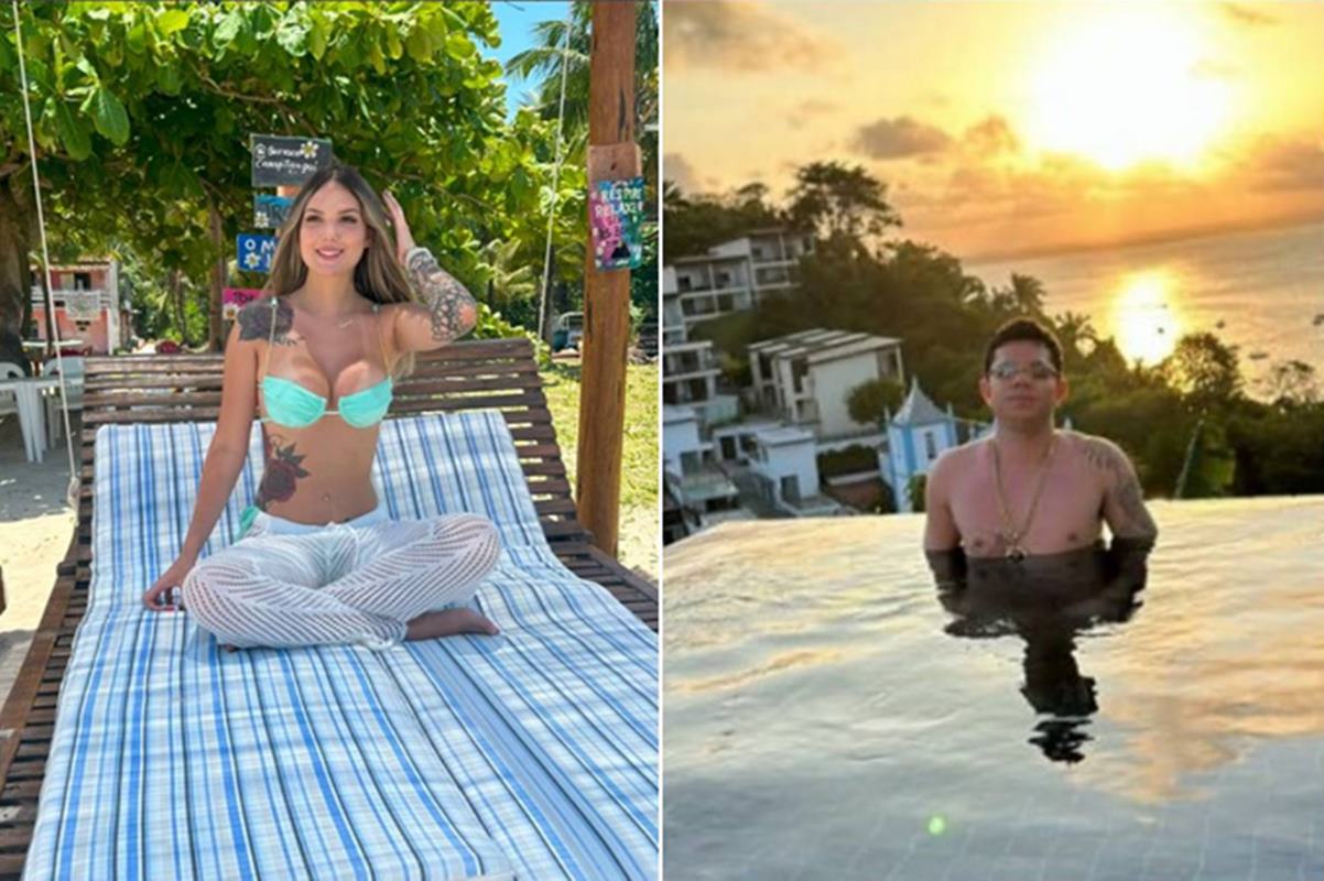 Mulher e homem na praia