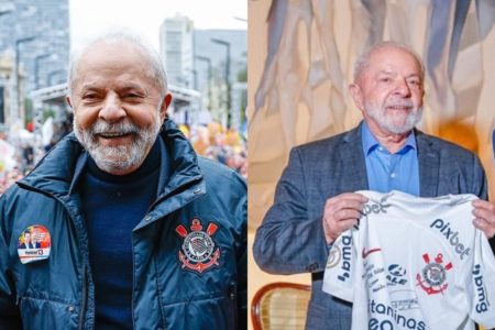 Foto colorida de Lula com camisa do Corinthians - Metrópoles