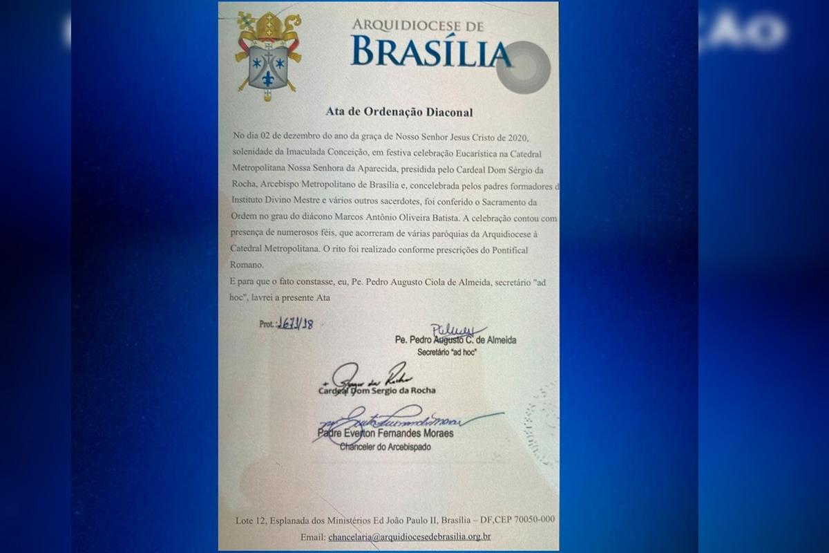 Print de um falso comunicado, exposto pela Arquidiocese de Brasília