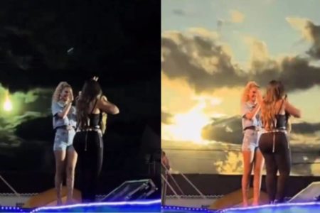 imagem colorida mostra meteoro em show da cantora simone mendes - Metrópoles