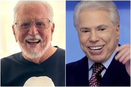 Carlos Alberto de Nóbrega e Silvio Santos em montagem com fotos coloridas - Metrópoles