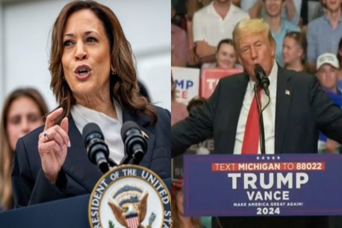 Imagem colorida de Kamala Harris e Donald Trump - Metrópoles