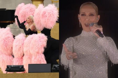 Imagem de Lady Gaga e Celine Dion nas Olimpíadas