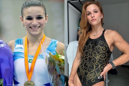 Foto colorida do antes e depois das meninas na ginástica artística - Metrópoles