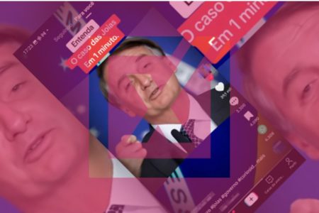 Captura de tela de vídeo criado com IA em que Bolsonaro diz que esquema de joias foi inventado, com cama identificando o conteúdo como falso. - Metrópoles