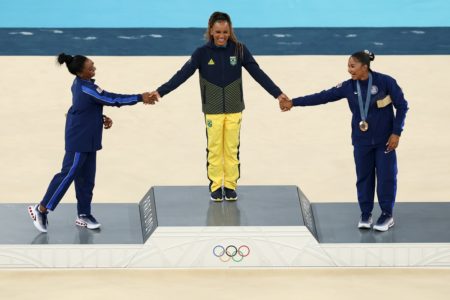 Pódio só com negras no solo da ginástica das Olimpíadas de Paris