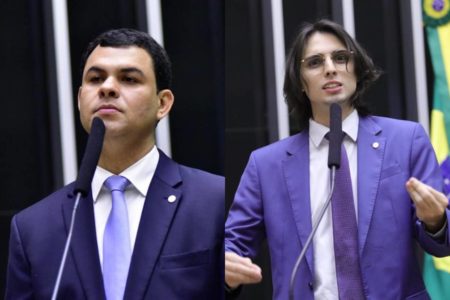 imagem colorida mostra deputados federais saullo vianna e amom mandel - Metrópoles