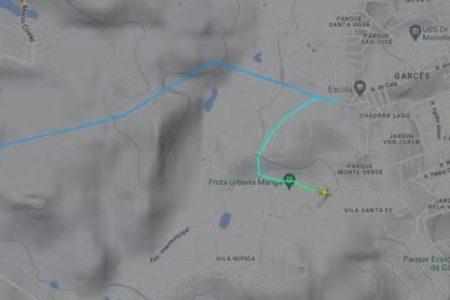 Trajeto de avião que caiu em Vinhedo, SP