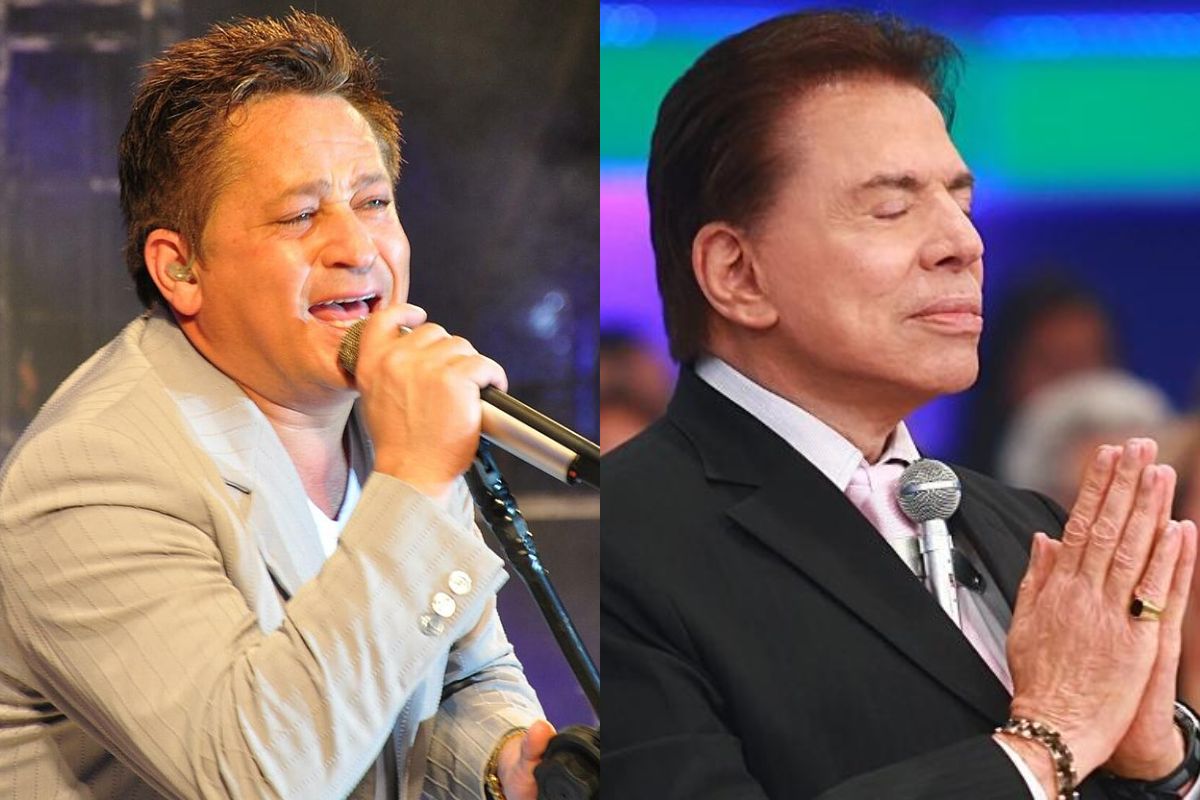 Montagem colorida de Leonardo e Silvio Santos - Metrópoles