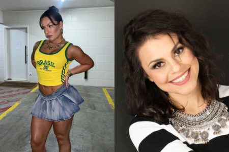 Montagem com fotos de Kéfera e Bruna Louise - Metrópoles