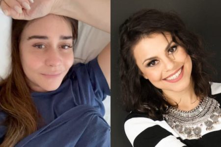 Montagem com fotos coloridas de Alessandra Negrini e Bruna Louise - Metrópoles