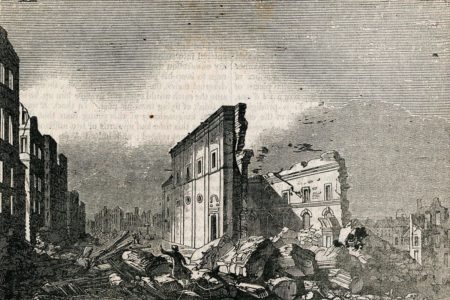 Imagem colorida de terromoto em Portugal 1755 - Metrópoles