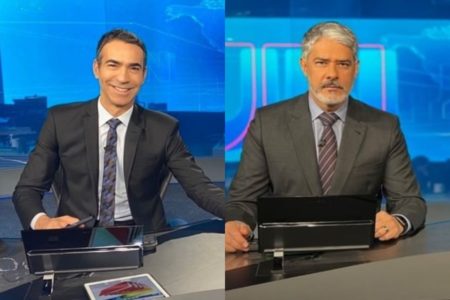Montagem colorida de Cesar Tralli e William Bonner - Metrópoles