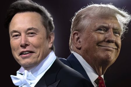 Imagem colorida de Trump e Elon Musk - Metrópoles