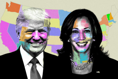 Imagem colorida de Kamala Harris e Donald Trump - Metrópoles