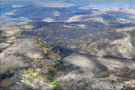 Região afetada por incêndio