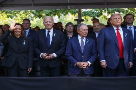Imagem colorida de Kamlaa Harris, Joe Biden e Donald Trump - Metrópoles