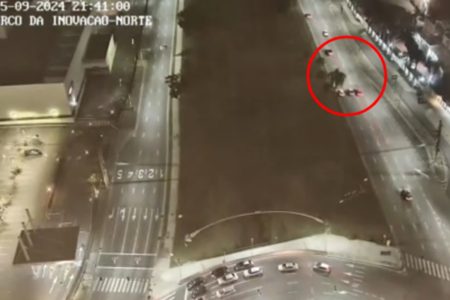 Print de câmera de segurança que flagrou racha em São José dos Campos. - Metrópoles