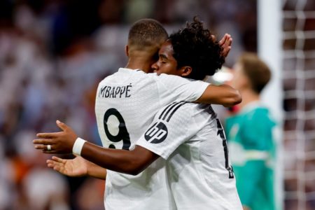 Imagem colorida de Mbappé e Endrick